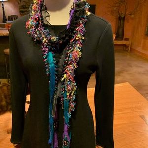 Multi Color Fringe & Doupioni Scarf